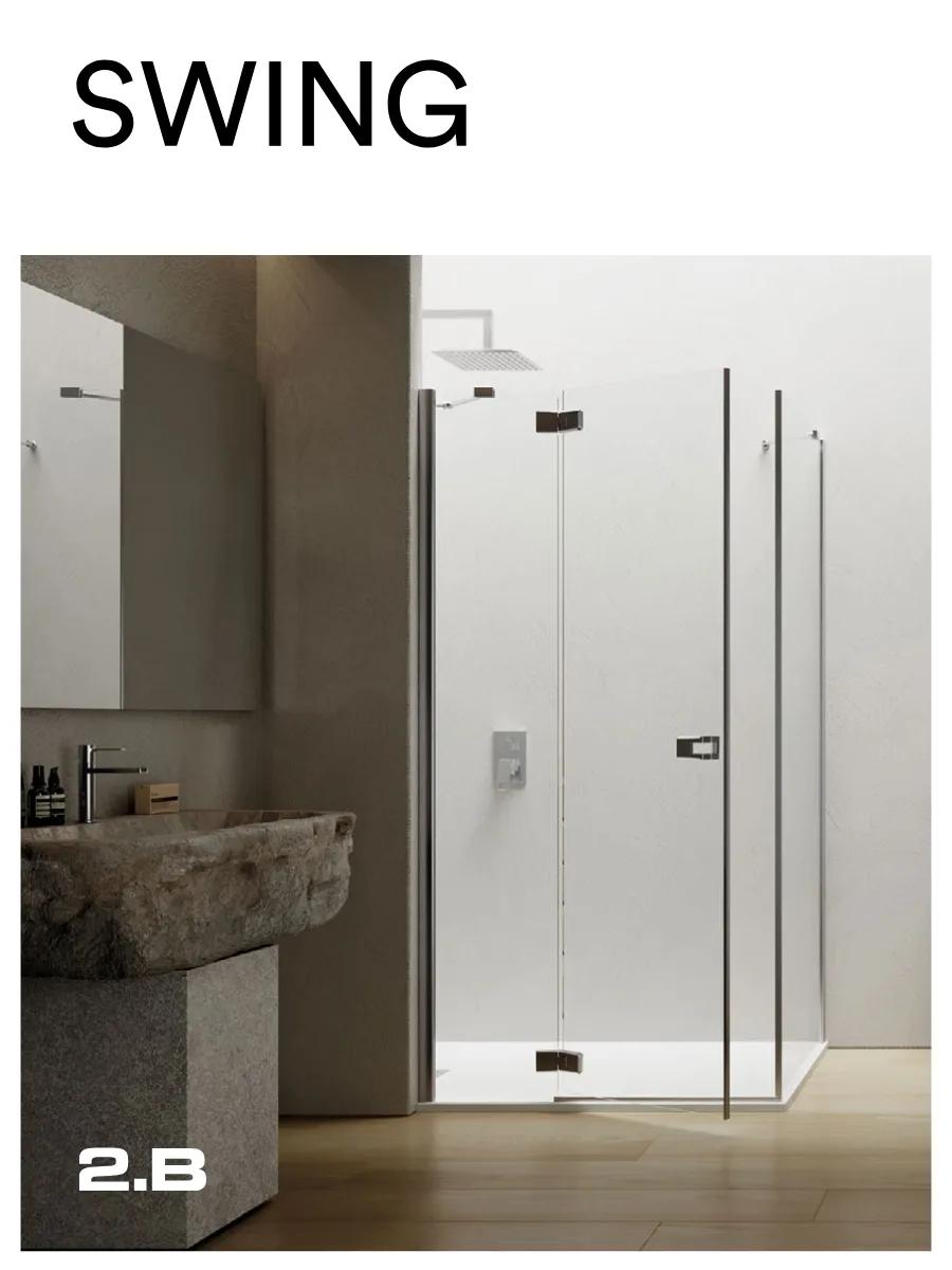 Paroi de douche fixe en verre avec profilés fins