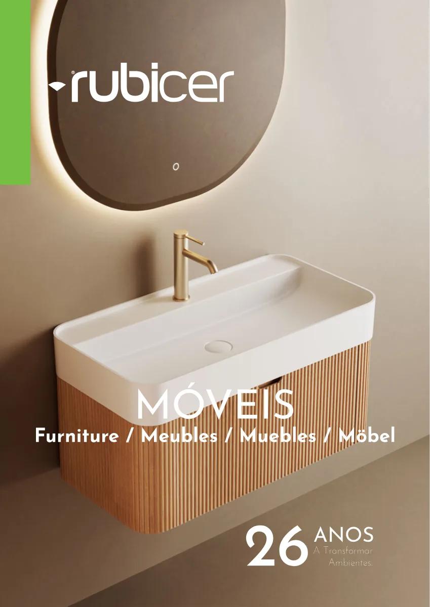 Meuble sous vasque en bois avec vasque blanche à poser et robinet doré