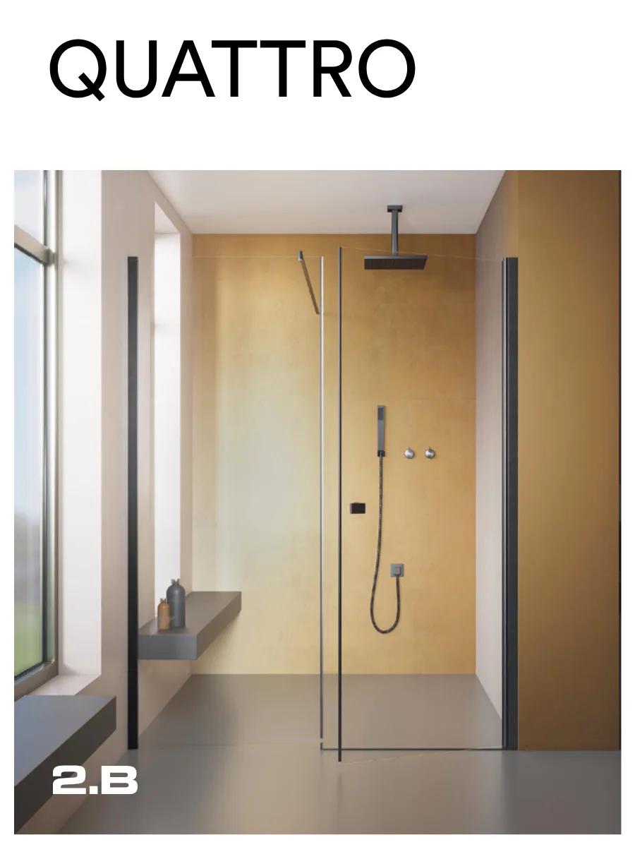 Paroi en verre transparent avec profilé noir pour douche et baignoire
